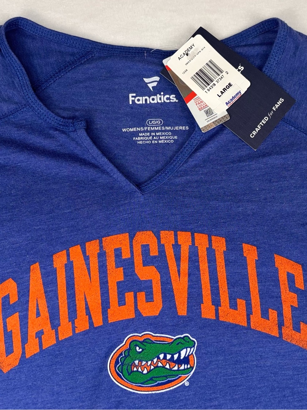 Fanatics Blue woman’s Gainesville Gators Short Sleeve Tee with Orange Print